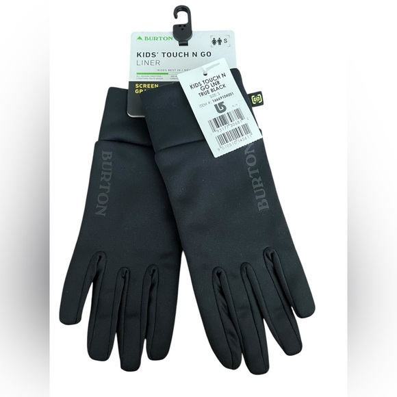 NWT Burton Kids Touch N Go Liner Screen Grab Gloves in Black size small - Picture 2 of 5